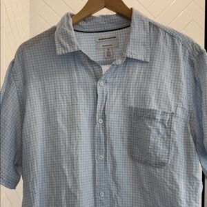 Amazon Essentials Blue Gingham Short Sleeve Button-Down Shirt